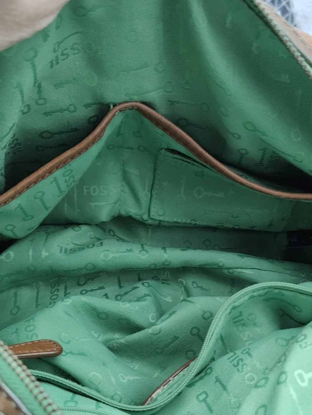 Fossil Mason Satchel Olive Green & Brown Y2k